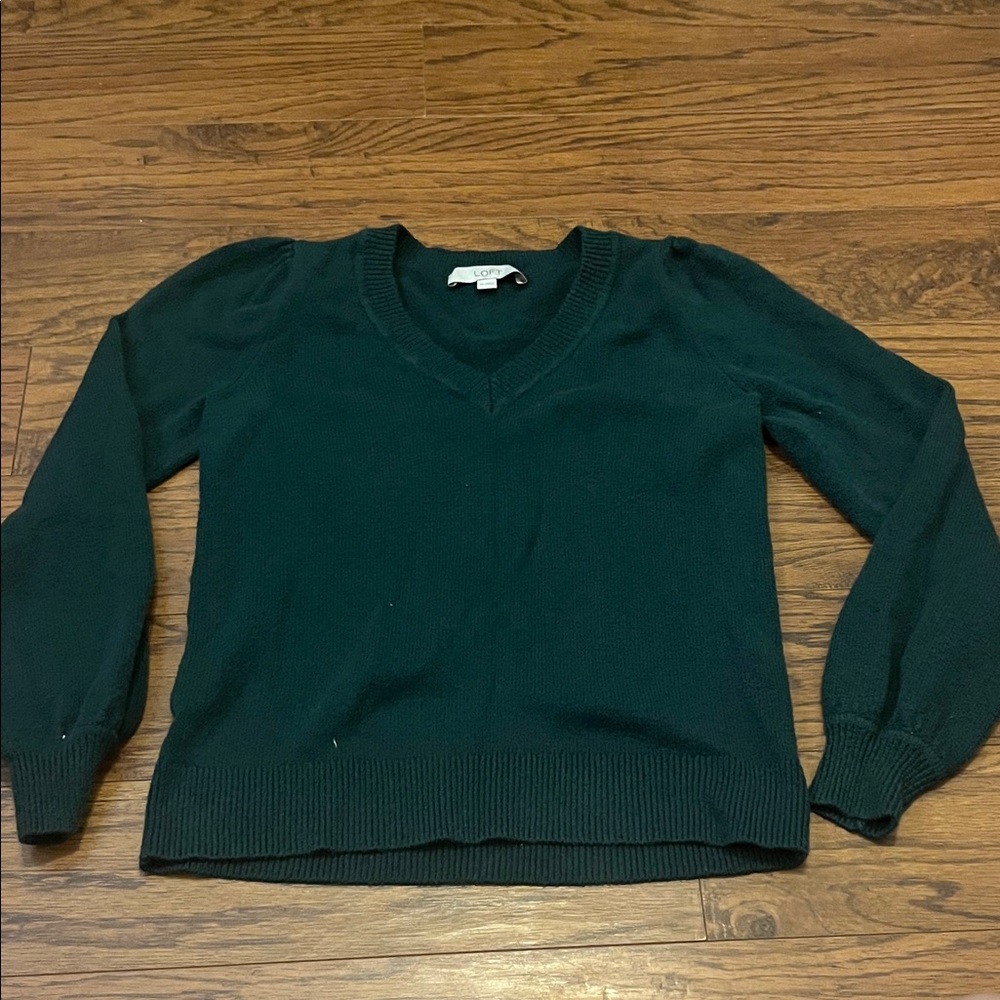LOFT Deep Green V-Neck Sweater